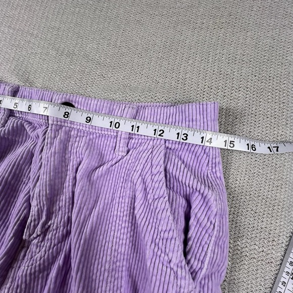 Y2K Corduroy Cargo Pants 100% Cotton Lilac Womens 5 Retro Wide Leg Baggy Trendy - Picture 5 of 9